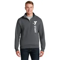 Men's 1/4-Zip Cadet Collar Sweatshirt - Screen Printed w/ Vertical STAFF